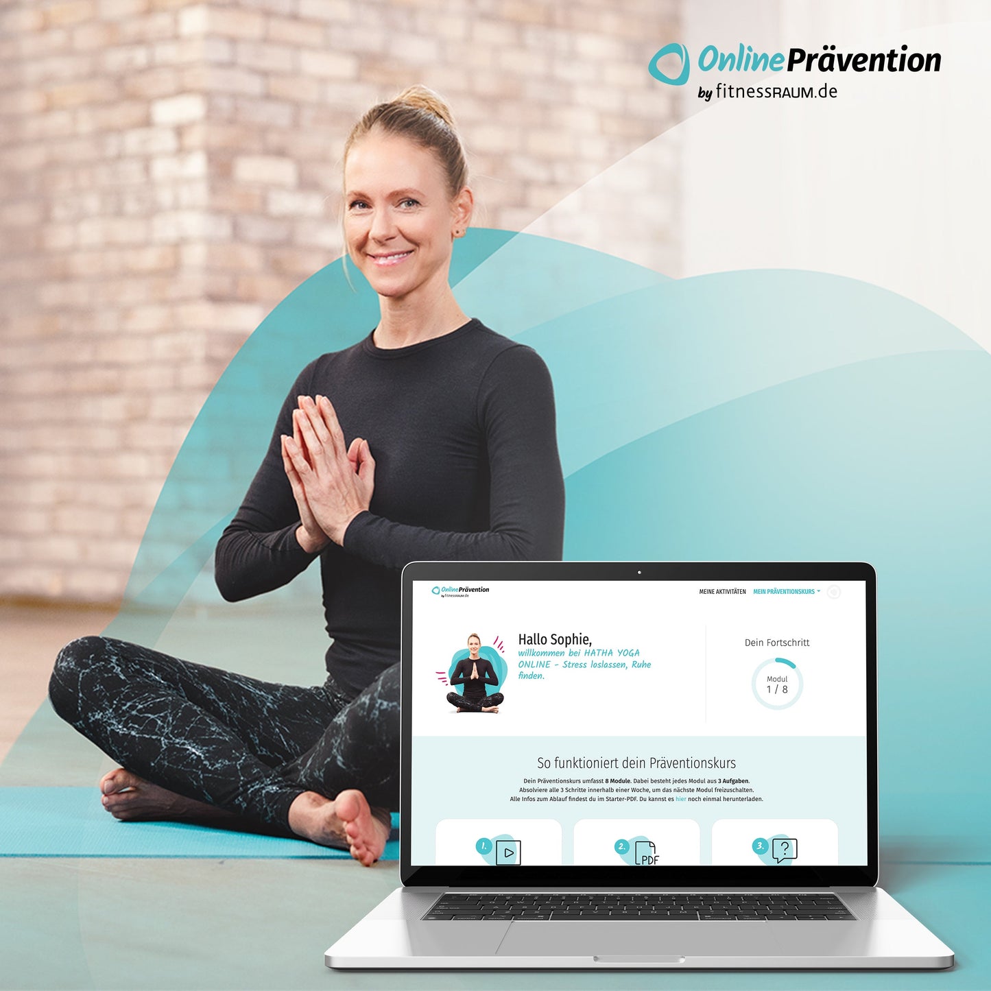 HATHA YOGA - Stress loslassen, Ruhe finden: 8-Wochen Online-Präventionskurs – bis zu 100% erstattbar + 6 Monate Gratiszugang fitnessRAUM.de