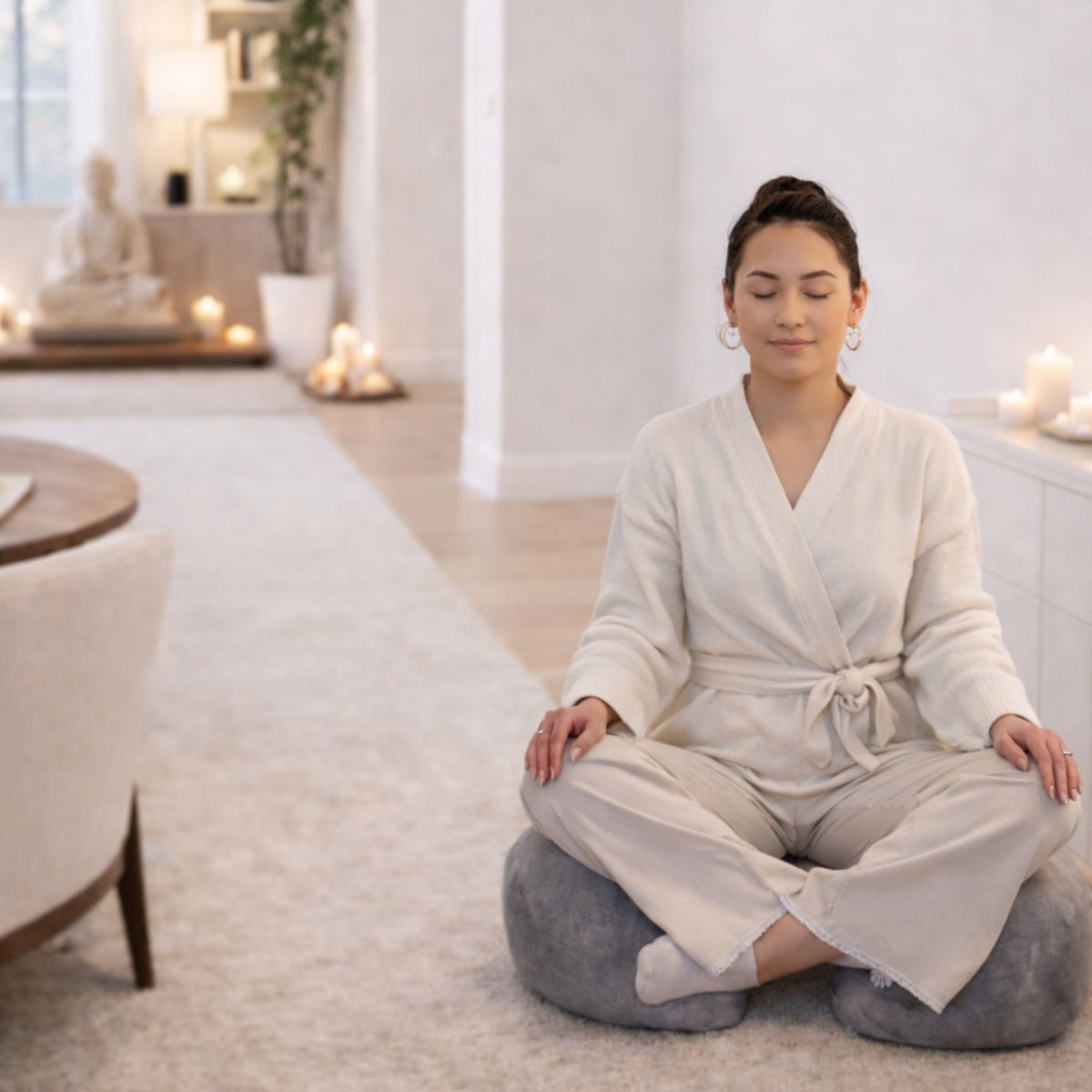 Ergonomisches U-Form Yogakissen von Écalutier für bequemes, langes Sitzen