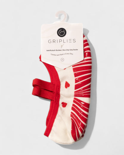 Pilates Socken Damen mit Grip im Ballerina Design mit Herz Muster
