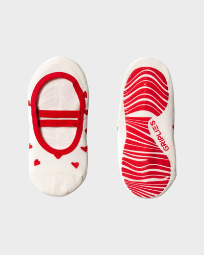 Ballerina Pilates Socken mit Anti Rutsch Grip Sohle in Rot Weiß