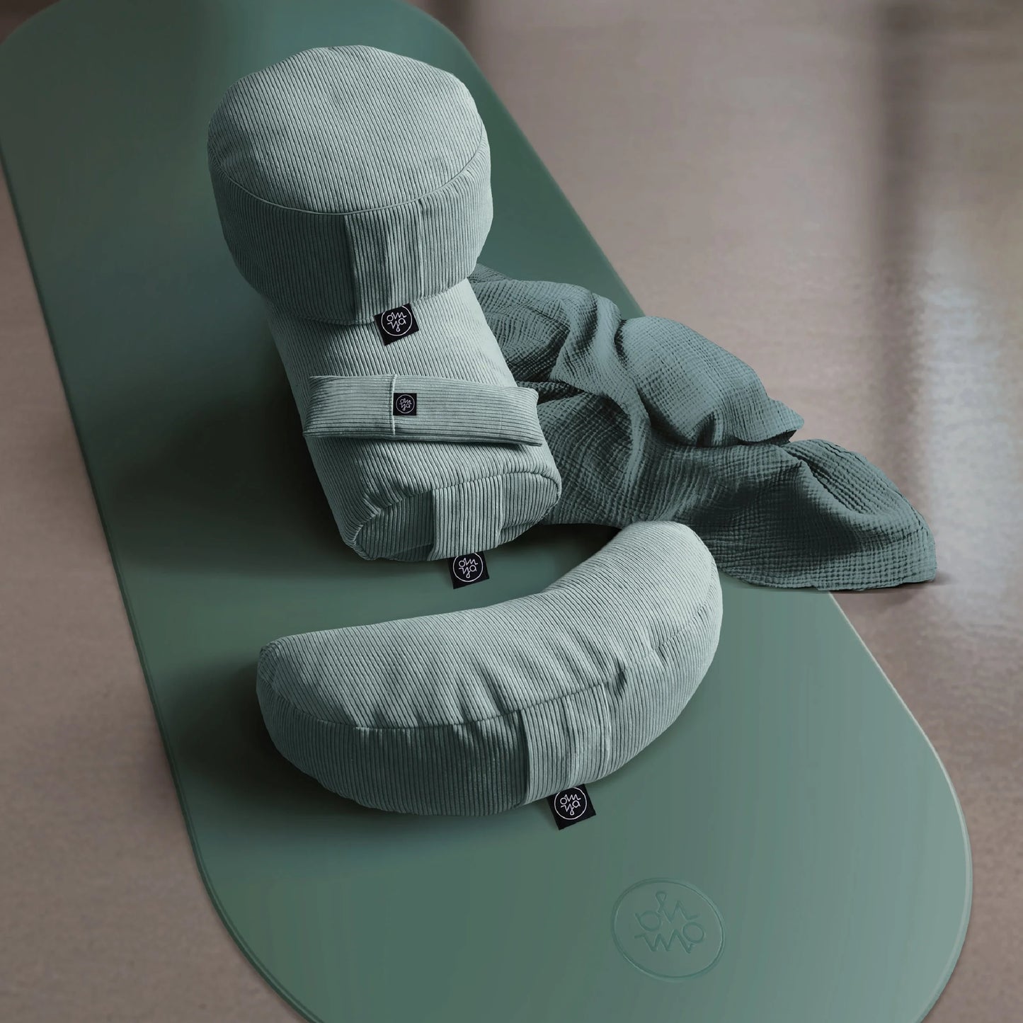 Design Yoga Halbmond Kissen - Aqua Cord