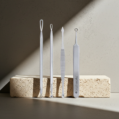 brushworks Mitesser-Set aus Edelstahl für die Gesichtsreinigung