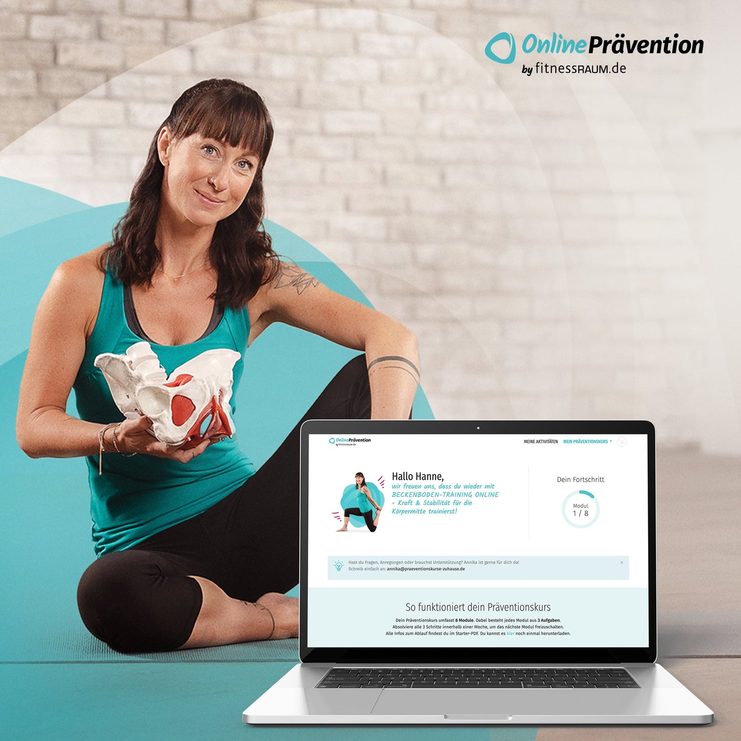 BECKENBODEN-TRAINING - Kraft & Stabilität für die Körpermitte: 8-Wochen Online-Präventionskurs – bis zu 100% erstattbar + 6 Monate Gratiszugang fitnessRAUM.de