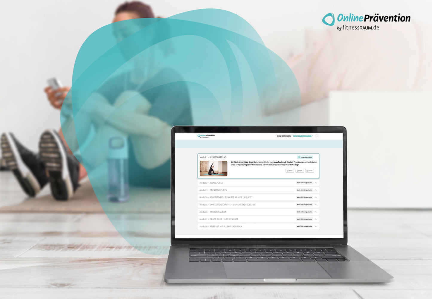 HATHA YOGA - Stress loslassen, Ruhe finden: 8-Wochen Online-Präventionskurs – bis zu 100% erstattbar + 6 Monate Gratiszugang fitnessRAUM.de