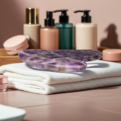 Amethyst Gua Sha Stein in Herzform für die tägliche Gesichtspflege
