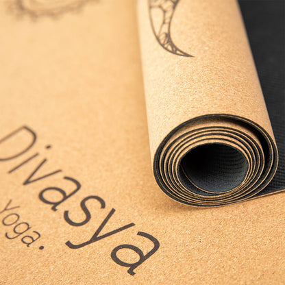 Detail Kork Yogamatte mit natürlicher Oberfläche aus Kork und Naturkautschuk