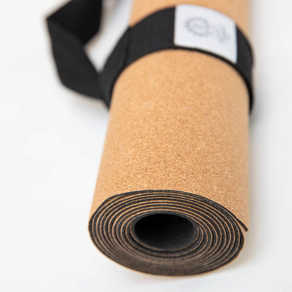 Reise Yogamatte aus Kork mit Naturkautschuk-Unterseite für Studio und Reisen
