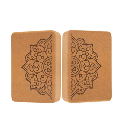 Yoga Block aus Kork mit Mandala Motiv als Yoga Hilfsmittel