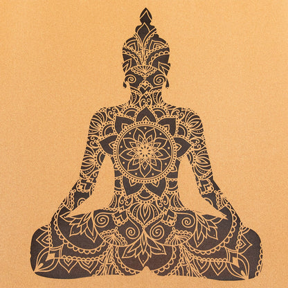 Yogamatte aus Kork mit Buddha-Motiv als Meditations- und Yogamatte für Yoga und Pilates