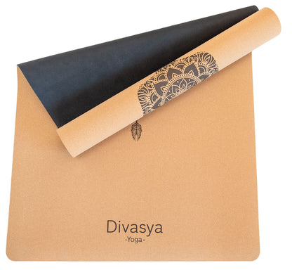 Kork-Yogamatte mit Butterfly-Design aus Naturkork mit rutschfester Unterseite
