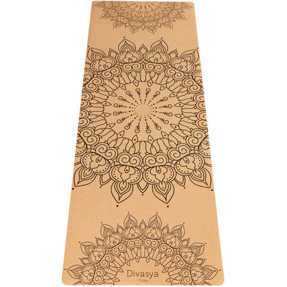 Kork-Yogamatte mit Mandala-Design, natürliche Yogamatte aus Kork für rutschfestes Yoga und achtsame Praxis