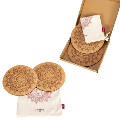 Yoga Knie-Pads aus Kork mit Mandala-Design, rutschfest und stabil