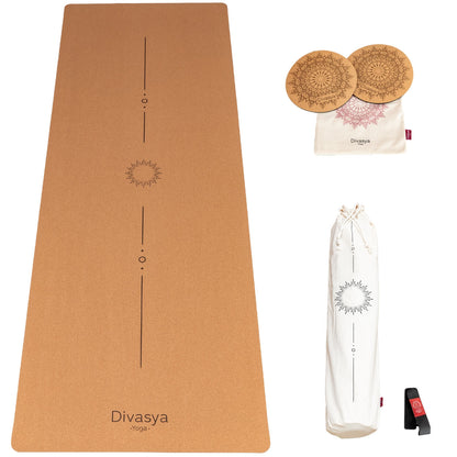 Yoga Set aus Kork mit Yogamatte und Knie Pads ideal für Anfänger und Fortgeschrittene