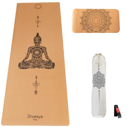 Kork-Yogamatte mit Buddha-Design im Yoga Set Support für Meditation, Yoga und Achtsamkeit