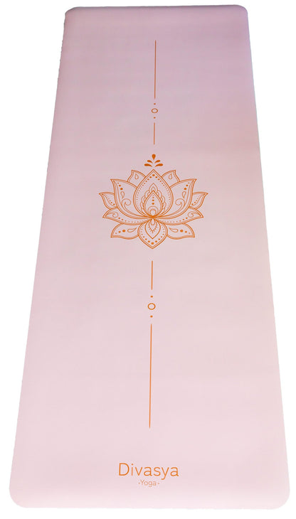 Yogamatte Inner Balance in Pastell Pink mit Mandala-Design, rutschfeste Yoga- und Pilatesmatte aus Naturkautschuk