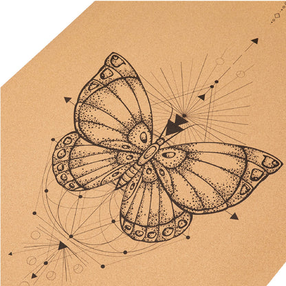 Yogamatte aus Kork mit Butterfly-Design, ökologische Yogamatte aus Naturkautschuk und Kork
