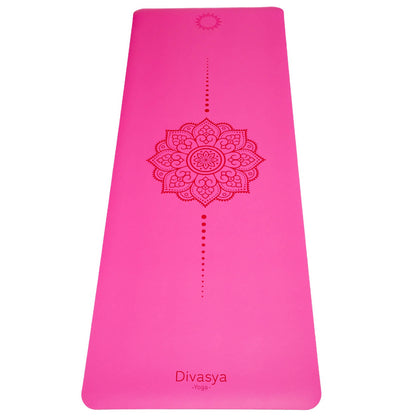 Yogamatte Inner Balance in Pink mit Mandala-Design, rutschfeste Premium-Yogamatte aus Naturkautschuk und Eco-PU