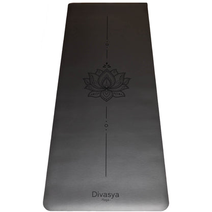 Yogamatte Inner Balance in Black Lotus vollständig ausgerollt, rutschfeste Yogamatte für Yoga, Pilates und Meditation