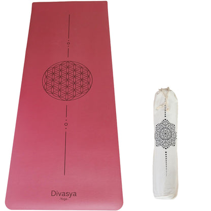 Yogamatte Zen Grip in Darkred Lebensblume mit geometrischem Muster, hochwertige Yoga- und Pilatesmatte aus Eco-PU