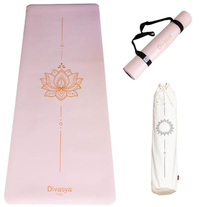 Yogamatte Zen Grip in Pastell Pink mit Mandala-Design und Tragegurt, hochwertige Yoga- und Pilatesmatte mit starkem Grip
