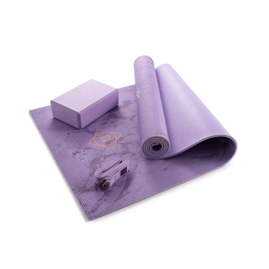 Lila Yoga-Set Myga Chakra mit Yogamatte für Yoga und Pilates