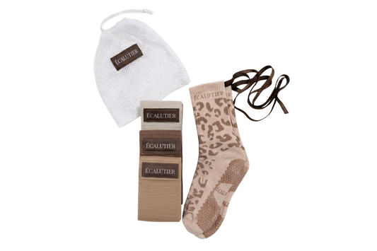 Écalutier Limited Edition Pilates-Set mit drei Widerstandsbändern, LeoGrip Socken und Aufbewahrungstasche