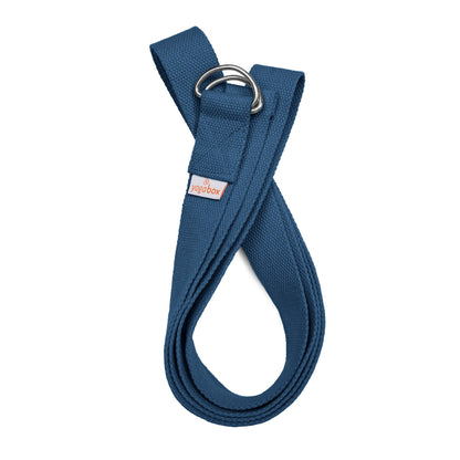 Yogagurt BASIC mit zwei D-Ringen aus Baumwolle in petrol für Yoga Dehnung Stretching und Pilates