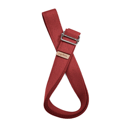 Yoga Gurt bordeaux aus Baumwolle mit Metallschnalle für Stretching und Mobilität