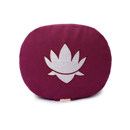 Yogakissen oval Lotus Stick BASIC mit Lotus-Stickerei als Sitzkissen