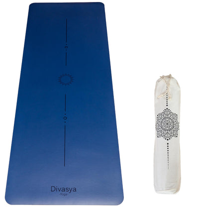 Yogamatte Inner Balance in Jeans Blue mit Mandala-Design inklusive Hülle, langlebige Yoga- und Pilatesmatte aus Naturkautschuk