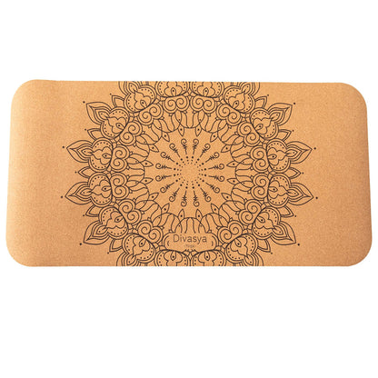 Yoga Pad aus Kork mit Mandala Muster, rutschfestes Yoga Zubehör für Handgelenke, Knie und Gelenke