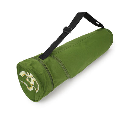 Yogatasche aus Baumwolle mit OM Symbol in Olivgrün für Yogamatten, Yoga-Tragetasche aus Stoff
