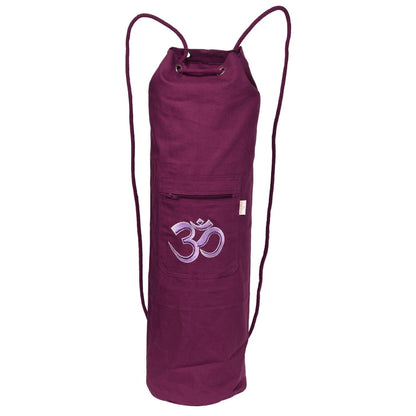 Yogatasche yogabox CANVAS BAG aubergine mit OM Symbol – Yoga Tasche aus Canvas