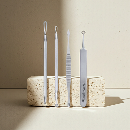 Mitesser- und Hautreinigungs-Set von brushworks aus Edelstahl